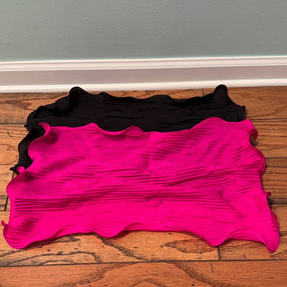 Pink and Black Pleated Scarves